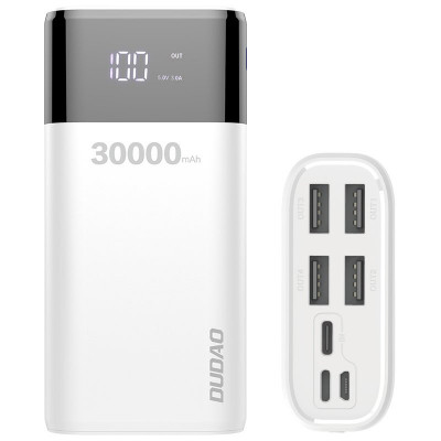 Powerbank Dudao 4x USB 30000mAh Cu Afișaj LCD 3A Alb (K8Max Alb) 6970379615904 foto