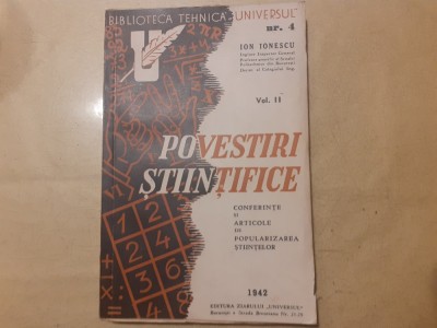 POVESTIRI STIINTIFICE VOL.2-ION IONESCU-1942 a1. foto