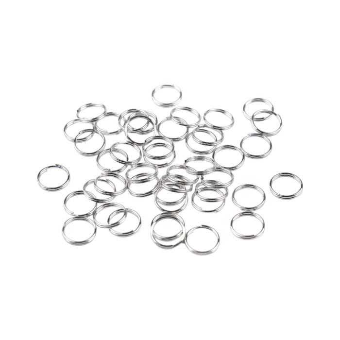 Set 110 inele metalice de conectare Crisalida, diametru 10 mm, Argintiu
