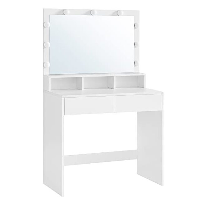 Masa de toaleta/machiaj, Artool, Cristina, alb, cu oglinda si LED-uri, 80x40x140 cm