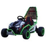 Cumpara ieftin Go-Kart electric cu functie DRIFT, recomandat 4-8 ani, 300W 24V 10Ah, scaun tapitat, verde