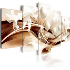 Tablou canvas 5 piese - Crini de perle In bronz - 200 x 100 cm foto