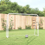 Poarta de fotbal cu plasa, alb, 214x75x152 cm, otel/poliester GartenMobel Dekor, vidaXL