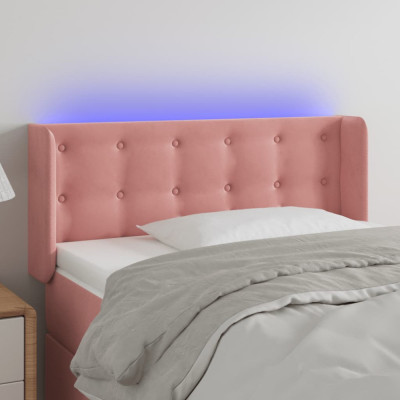 vidaXL Tăblie de pat cu LED, roz, 103x16x78/88 cm, catifea foto
