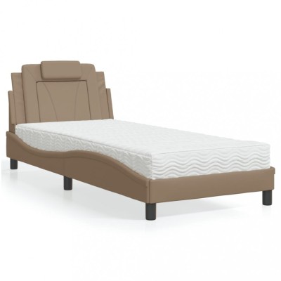vidaXL Pat, Viana, cu saltea, cappuccino, 80x200 cm piele ecologică 3208758 foto