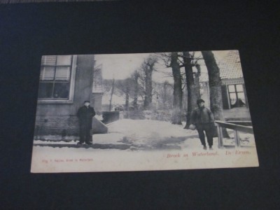 Carte Poștală Vintage Olanda - &amp;quot;Broek in Waterland De Eeven&amp;quot; Peisaj de Iarnă cu Zăpadă (posibil din perioada 1900-1940) foto