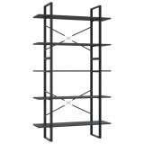Cumpara ieftin Biblioteca cu 5 rafturi, gri, 100x30x175 cm, lemn prelucrat