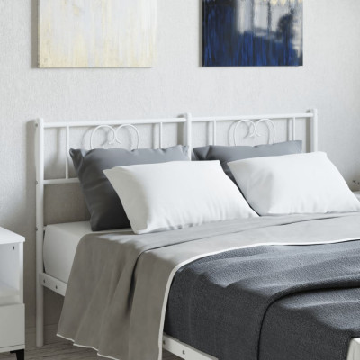 vidaXL Tăblie de pat metalică, alb, 120 cm foto