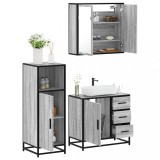 Gossi set mobilier de baie, 3 piese, gri sonoma, lemn prelucrat