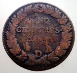 1.101 FRANTA CINQ 5 CENTIMES 1796-1800 LYON, Europa, Cupru (arama)