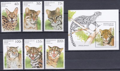 DB1 Fauna Benin Feline set + SS MNH foto