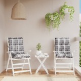 vidaXL Perne scaun cu spătar mic, 2 buc., gri carouri, textil oxford 377713