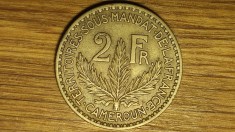 Camerun francez - raritate coloniala - 2 franci / francs 1924 calitate XF+/AUNC - f greu de gasit!