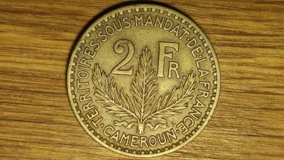 Camerun francez - raritate coloniala - 2 franci / francs 1924 calitate XF+/AUNC - f greu de gasit! foto