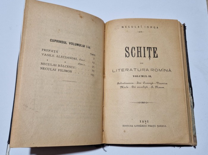 SCHITE DIN LITERATURA ROMANA - NECULAI IORGA - 2 VOLUME