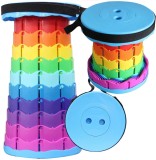 Scaun rotund portabil extensibil cu pliere telescopica, pentru camping