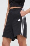 Cumpara ieftin Adidas pantaloni scurți femei, culoarea negru, cu imprimeu, high waist IP1543