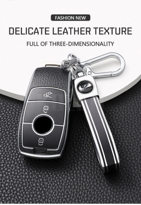 Husa de protectie premium pentru cheie auto Mercedes Benz, Cover Key, Argintiu