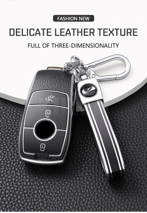 Husa de protectie premium pentru cheie auto Mercedes Benz, Cover Key, Argintiu