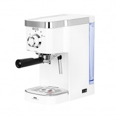 Espressor manual ECG, 1450 W, 1.25 l, dispozitiv spumare, 20 bar, site inox, 2 filtre, Alb