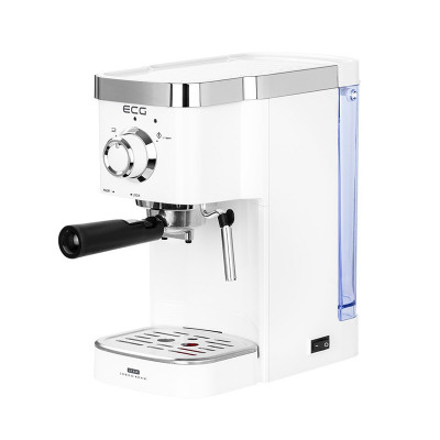 Espressor manual ECG, 1450 W, 1.25 l, dispozitiv spumare, 20 bar, site inox, 2 filtre, Alb foto