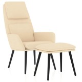 Cumpara ieftin Scaun de relaxare cu taburet, crem, textil