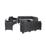 Set Gradina Coltar Leziter Nero VI - 10 Locuri, Technoratan, Antracit, Rezistent Intemperii, UV, Intretinere Zero