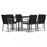 Cumpara ieftin Set mobilier de gradina cu perne, 7 piese, poliratan si otel