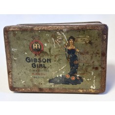 Cutie Veche din Tablă - Țigări Gibson Girl Manoli Berlin Art Nouveau (cca. 1900&ndash;1910)