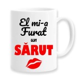 Cana alba personalizata &quot;El mi-a furat un sarut&quot;, INOVATIX&reg;. 330ml, Oem