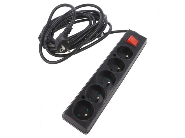 Prelungitor Negru 5 Prize 5m 16A