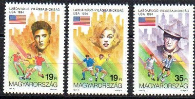 UNGARIA 1994, Sport, Fotbal, Marilyn Monroe, Elvis Presley, John Wayne, MNH foto