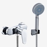 Set Baterie Cada sau Dus BiXXBi, Para, Furtun, Suport, Cartus Ceramic, Aerator Neopearl, Monocomanda, Reglabil 135-165mm, Alama, Argintiu Lucios