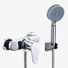Set Baterie Cada sau Dus BiXXBi, Para, Furtun, Suport, Cartus Ceramic, Aerator Neopearl, Monocomanda, Reglabil 135-165mm, Alama, Argintiu Lucios