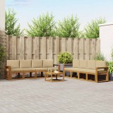 vidaXL Set de canapele de exterior cu pernă 9 pcs Natural și Bej 3366191