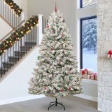 VidaXL Brad de Crăciun artificial Verde și alb 300 cm PVC și Metal 3395792