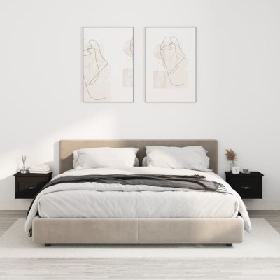 Gossi noptiere de perete, 2 buc., negru, 41,5x36x28 cm foto