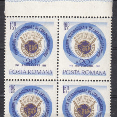 ROMANIA 1968 LP 684 - 20 ANI FEDERATIA INTERNATIONALA ARTA BLOC DE 4 TIMBRE MNH