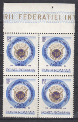 ROMANIA 1968 LP 684 - 20 ANI FEDERATIA INTERNATIONALA ARTA BLOC DE 4 TIMBRE MNH foto