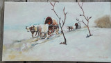 Tablou peisaj de iarna semnat Cimpoesu., Peisaje, Ulei, Realism
