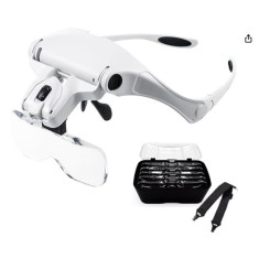 Ochelari cu Lupa ?i LED 9892B2 &ndash; 5 Lentile Interschimbabile, Iluminare LED, Prindere pe Cap