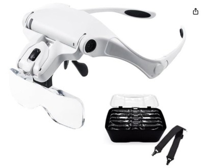 Ochelari cu Lupa ?i LED 9892B2 &amp;ndash; 5 Lentile Interschimbabile, Iluminare LED, Prindere pe Cap foto