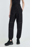 Max Mara Leisure pantaloni femei, culoarea negru, lat, high waist, 2416781088600 2416780000000