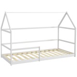 AIYAPLAY Pat Montessori pentru Copii &icirc;n Formă de Căsuță cu Bariere de Protecție Anti-Cădere, 196x97.5x135 cm, Alb | Aosom Romania
