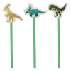 Set Creioane Cu Radieră Dinozauri, 3 Bucăți, Verde, Oem