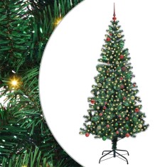 vidaXL Pom de Crăciun artificial pre-iluminat cu 300 LED Verde 210 cm 3396783