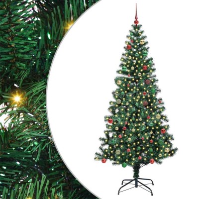 vidaXL Pom de Crăciun artificial pre-iluminat cu 300 LED Verde 210 cm 3396783 foto