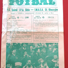 Program meci fotbal FC "SOIMII" IPA SIBIU - IMASA SFantu GHeorghe (21.04.1985)