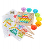 Jucărie din lemn de tip Montessori de &icirc;ndem&acirc;nare și asociere cu bile colorate, Oem