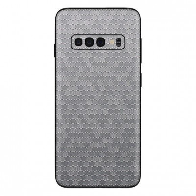 Set Folii Skin Acoperire 360 Compatibile cu Samsung Galaxy S10 Plus (Set 2) - ApcGsm Wraps HoneyComb Gray foto